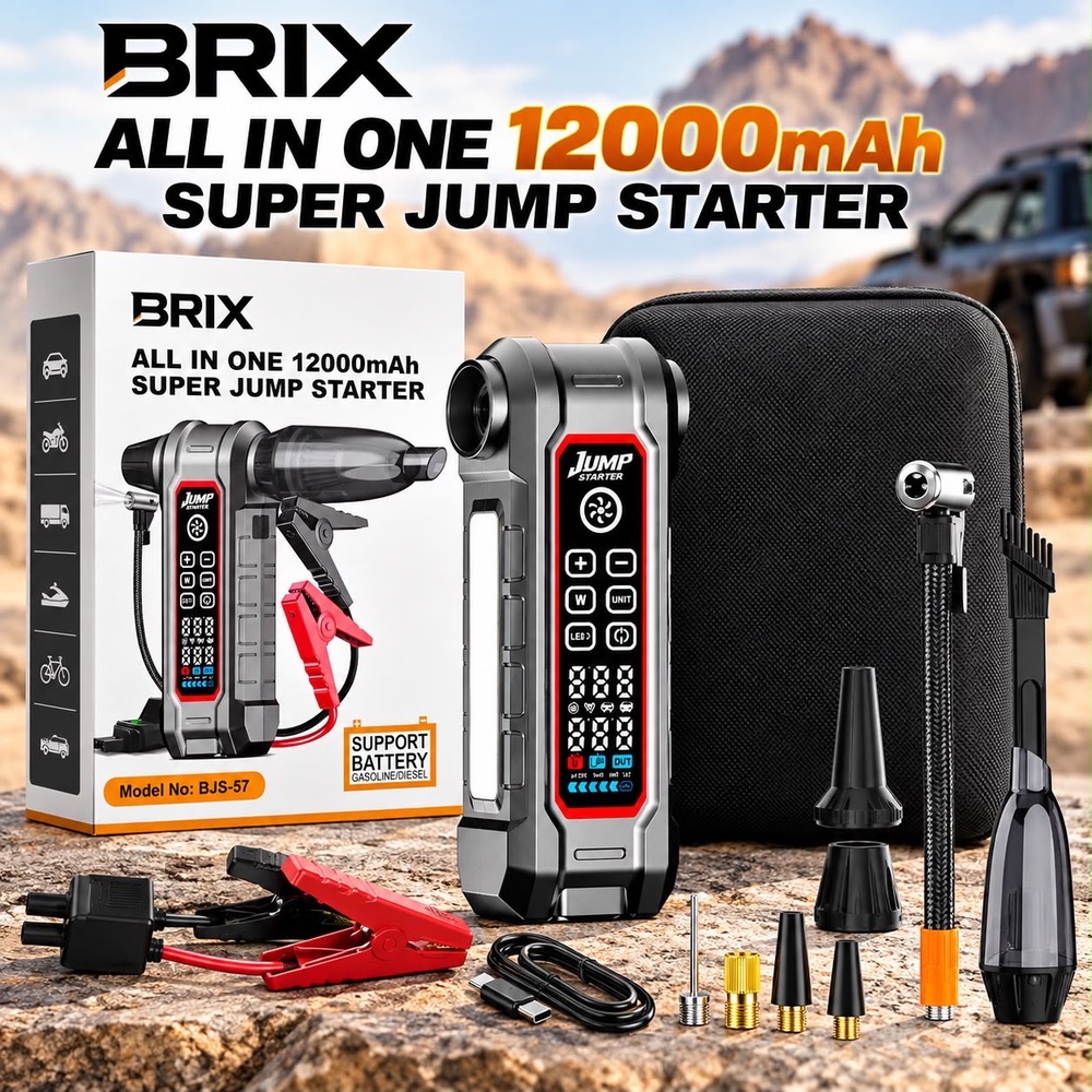 جامپ استارتر و کمپرسور باد خودرو BRIX BJS-57